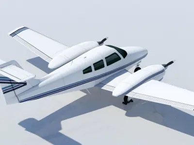 Piper PA-44 Seminole Low Poli Static Aircraft Low-poly 3D model
