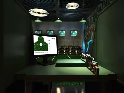 Shooting range Low-poly 3D model 4