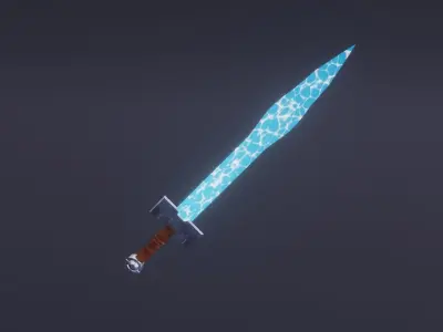 Fantasy Water Sword - Elemental Sword Low-poly 3D model