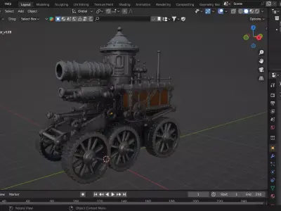 Steampunk Steam Engine tank 3D model