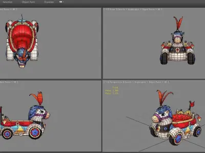 Cartoon children Park carriage or Toy Wagon Low-poly 3D model