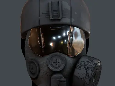 Gas mask helmet 3d model scifi Low-poly  Low-poly 3D model 4