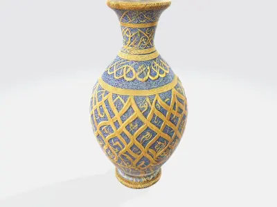 A decorative ceramic vase with a patterned 3D model