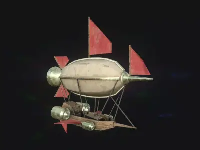 Steampunk Airship - Low Poly Aircraft 01 - Flying Ship Low-poly 3D model
