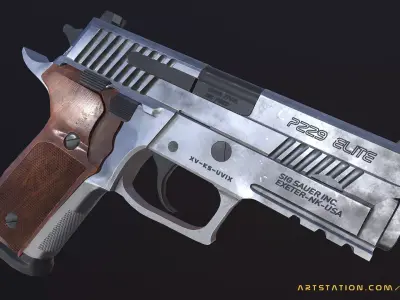 Sig Sauer P229 ASE 9mm Pistol Low-poly 3D model