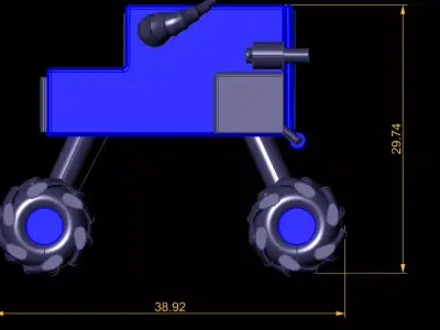 3D Blue Monster Truck with Bold Black Wheels and Horn Design 3D print model