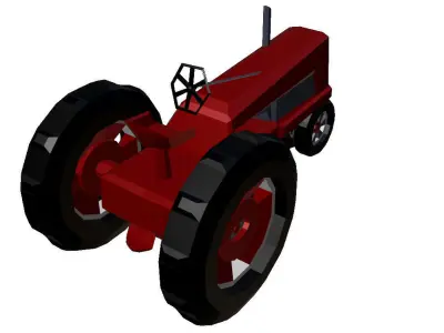 Low Poly Old Tractor Low-poly 3D model