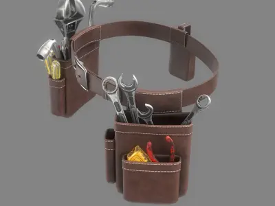 Belt With Tools Game Ready Low-poly 3D model