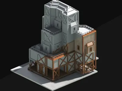 Medieval Low Poly Building Castle Wooden Village Stone House 25 Low-poly 3D model