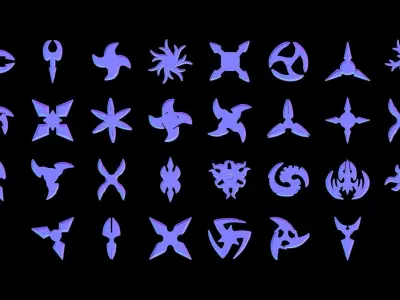 Shuriken Hard Surface for Substance Painter Vol 2  Low-poly 3D model