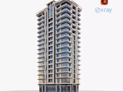Modern residential building 1 3D model