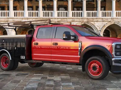 Red Ford Super Duty F550 with Service Body 3D model