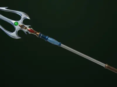 Fantasy Trident 06 All PBR Unity UE Textures Included Low-poly 3D model