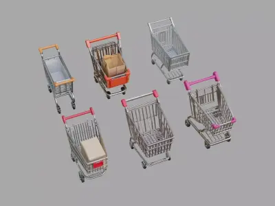 Shopping trolleys Pack Low-poly 3D model