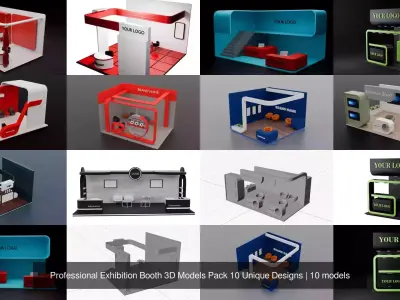 Professional Exhibition Booth 3D Models Pack 10 Unique Designs