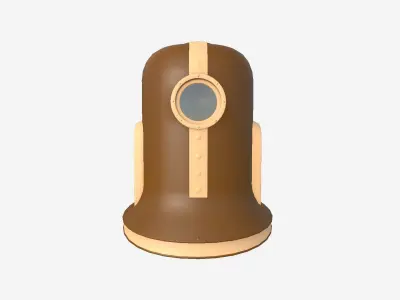Old Diving Helmet C10 Brown Cartoon - Character Design Fashion Low-poly 3D model