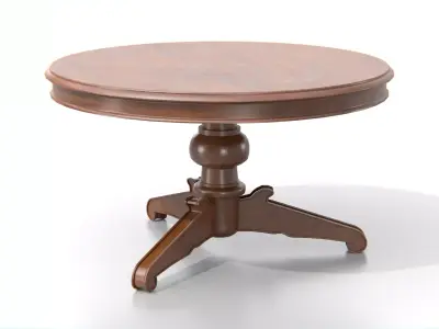 Antique Round Wooden Table 02 Low-poly 3D model