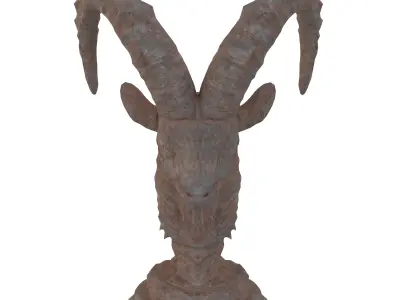 Goat bust rusted statue Low-poly 3D model
