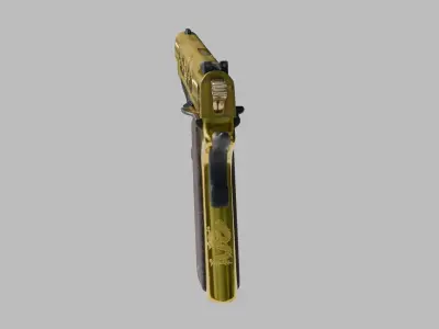 Golden 1911 Pistol Low-poly 3D model