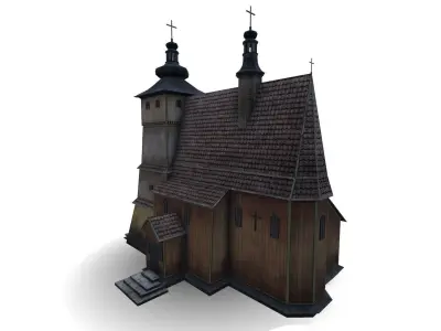 Polish Country Church Free low-poly 3D model