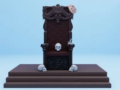 chair throne with skulls 3D model
