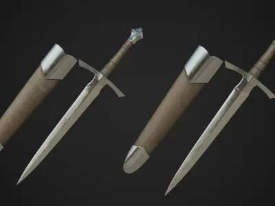 Dagger 3d UV and Texture Low-poly 3D model