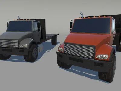 Flatbed trucks Low-poly 3D model