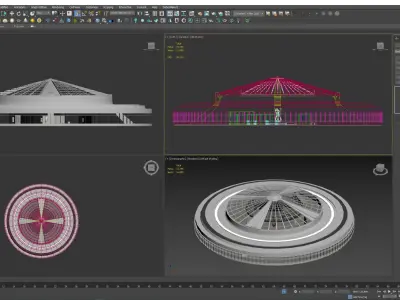 Low poly interior space hall 14 Low-poly 3D model