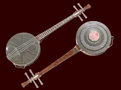 Banjo made from a mine Low-poly 3D model