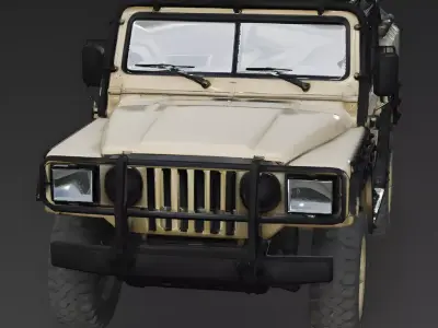 Realistic Lo-Fi Combat Jeep 3D Model Low-poly 3D model