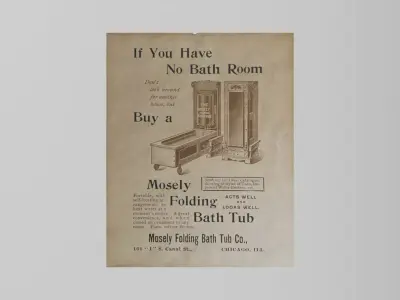 Antique Mosley Folding Bathtub Ad Low-poly 3D model