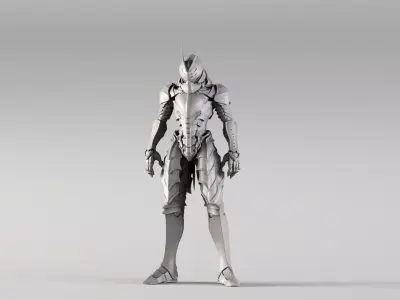 S00148 Sci-Fi Alien Warrior Armor Gray Mesh 3D Model 3D model