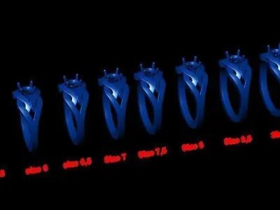 solitaire with ring sizes  8 part S107 3D print model