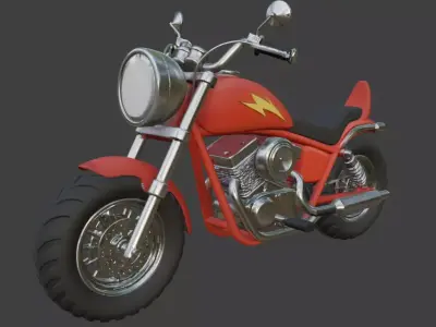 Cartoon Red Chopper Motorcycle 3D Model 3D model