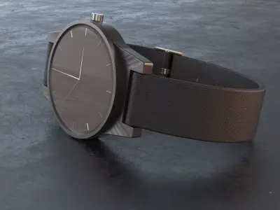 wristwatch watch with gold buckle Low-poly 3D model