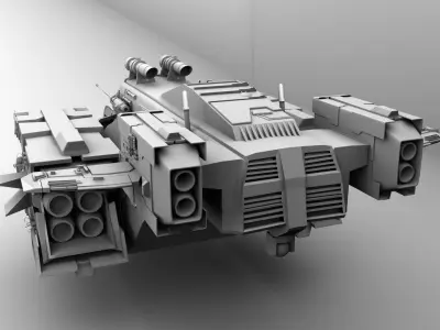 Dropship spaceship with gun 3D model