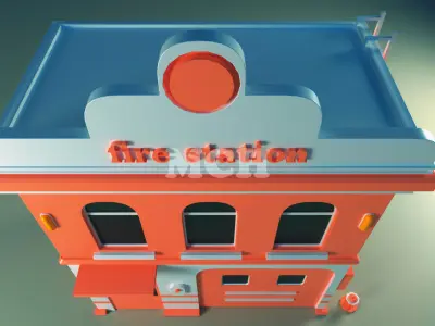 Fire Station Low-poly 3D model purchase