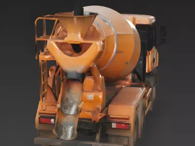 Realistic Weathered Concrete Mixer Truck 3D Model Low-poly 3D model