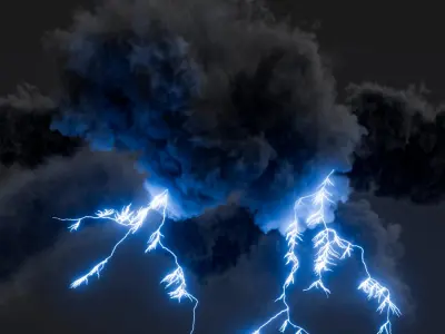 Atmospheric Lightning Flash Animated For Blender 3D model