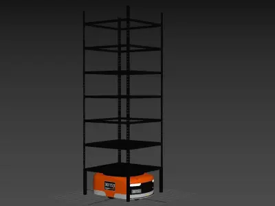 Amazon Kiva Robot With Warehouse Rack 3D model