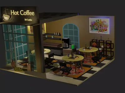 Sri Lanka coffee shop  Low-poly 3D model