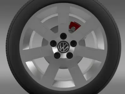 VW Polo Blue UK 2010 wheel 3D model