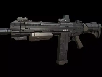 Sci-Fi Shotgun - SGR 12 Low poly model for games Low-poly 3D model