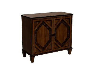 Mid Century Modern Geometric Accent Cabinet With Storage 3D model