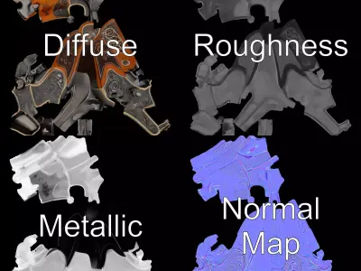 Engraved Vintage Revolver model pack Low-poly 3D model