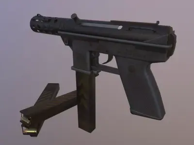 Tec-9 gun with clip Low-poly 3D model