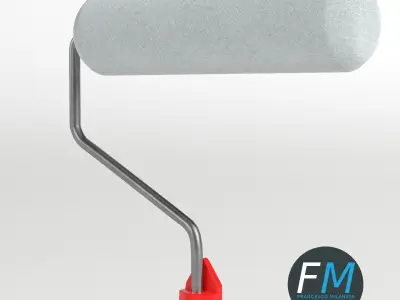 Round roller paint brush 3D model