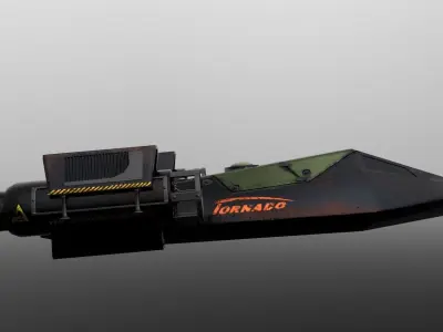 Spaceship Low-poly 3D model old rusty Low-poly 3D model