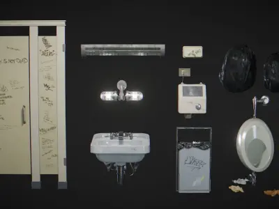 Bathroom accessories Pack Low-poly 3D model