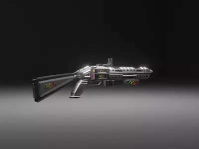 Shotgun Low-poly 3D model 3